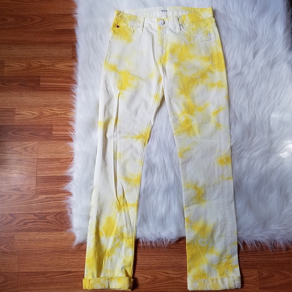 Hudson Tie Dye Yellow Tilda Straight Leg Jeans